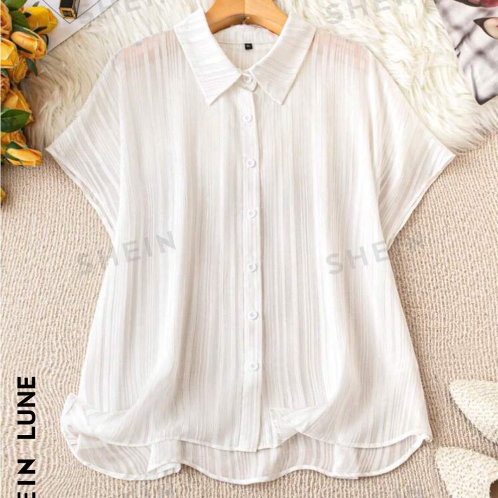 Silver white button down